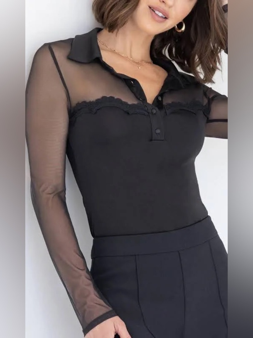 Generation Love Brio Mesh Top in Black
